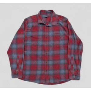 Vtg Eddie Bauer Mens XL Heavy Cotton Flannel Shirt Red Gray Plaid Workwear Retro
